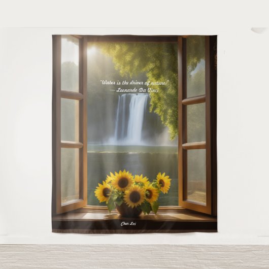 Positieve hoopvolle Zonnebloemen waterval Tapestry Wandkleed (Voorkant)