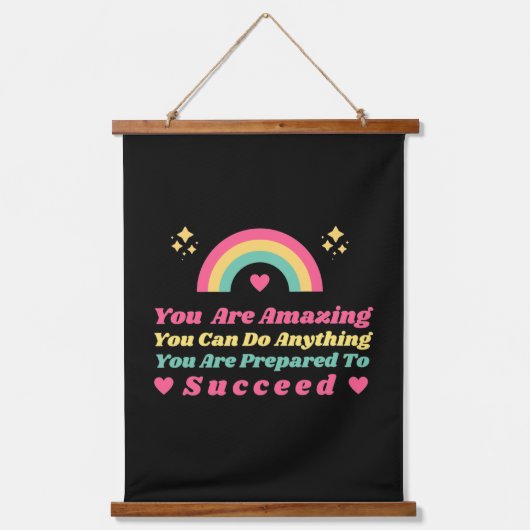 positieve houding inspirerend vibes citeert hangend wandkleed (Voorkant)