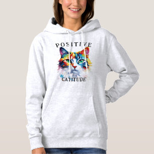Positieve houding Kattengezicht Regenboog Hoodie