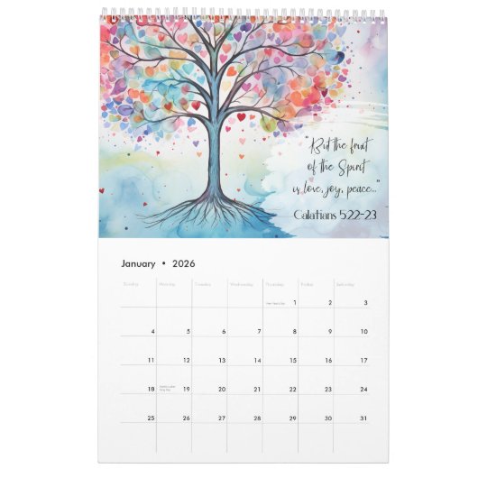 Positieve inspirerend motivatie bijbelteksten kalender (Jan 2026)