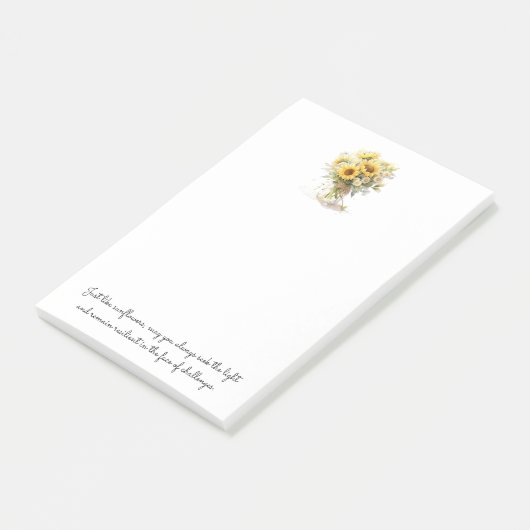 Positieve Inspirerend zonnebloem in een vaas post- Post-it® Notes (Schuin)
