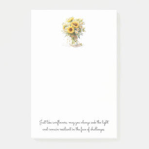 Positieve Inspirerend zonnebloem in een vaas post- Post-it® Notes