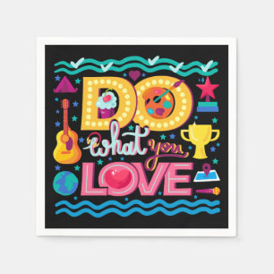 Positieve inspirerende quote levendige zomer zwart servet
