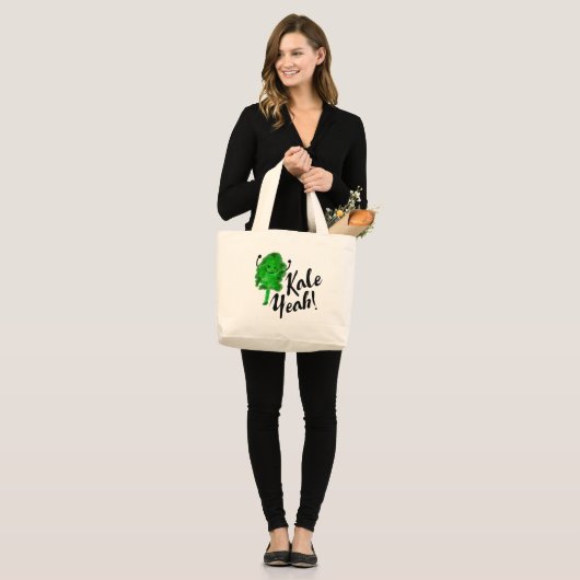 Positieve Kale Pun - Kale Ja! Grote Tote Bag (Voorkant (model))