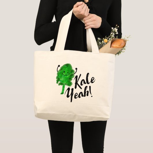 Positieve Kale Pun - Kale Ja! Grote Tote Bag (Voorkant (product))