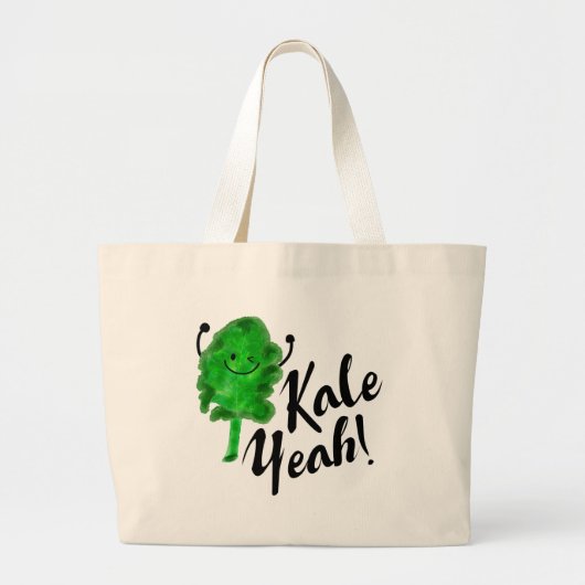 Positieve Kale Pun - Kale Ja! Grote Tote Bag (Voorkant)