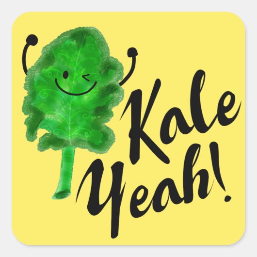 Positieve Kale Pun - Kale Ja! Vierkante Sticker (Voorkant)