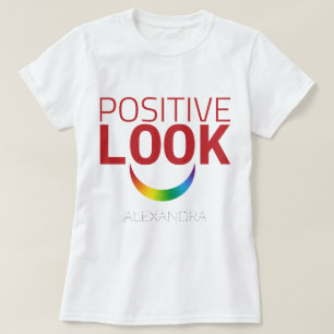 Positieve kijk op ogen glimlachen Rode regenboog L T-shirt