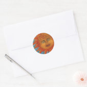 Positieve, lachende Oranje zon van acrylverf Ronde Sticker (Envelop)