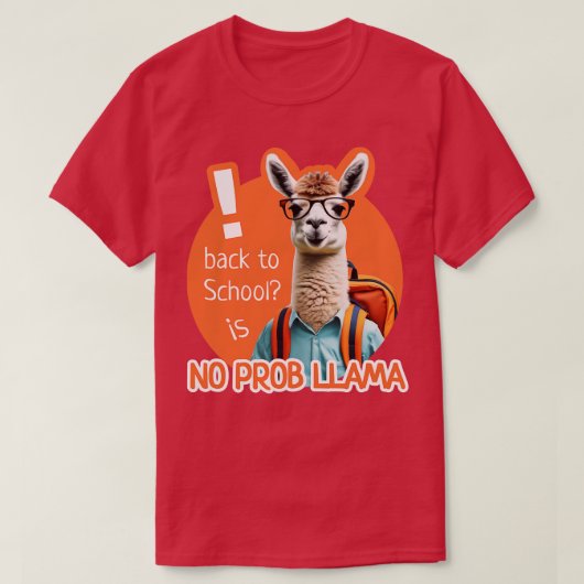 Positieve lama met bril en schoolrugzak Ba T-shirt (Design voorkant)