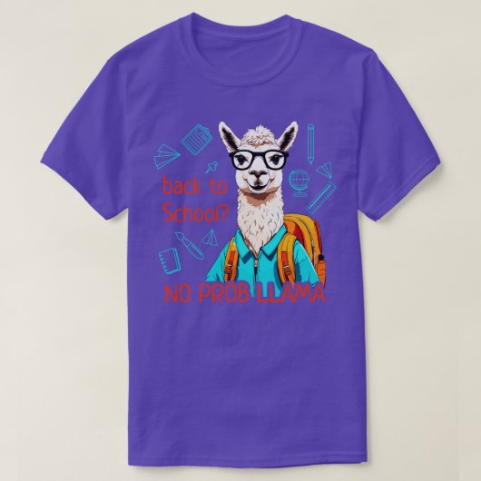 Positieve lama met bril en schoolrugzak Ba T-shirt (Design voorkant)