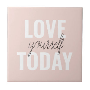 Positieve liefde vandaag uzelf Pastel Pink Quote  Tegeltje