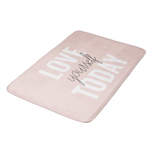 Positieve liefde vandaag uzelf - Pastel roze prijs Badmat (Gekanteld)