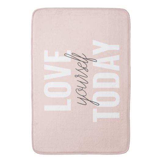 Positieve liefde vandaag uzelf - Pastel roze prijs Badmat (Voorkant Verticaal)
