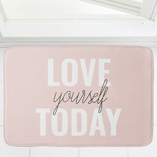Positieve liefde vandaag uzelf - Pastel roze prijs Badmat