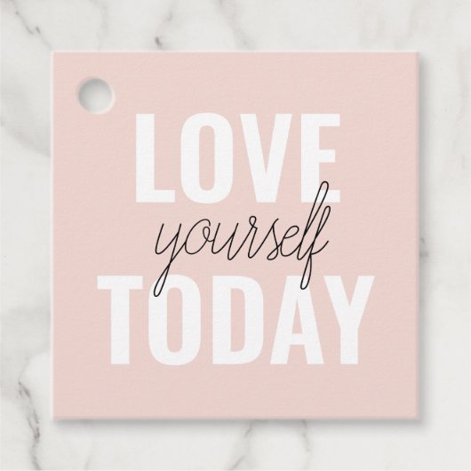 Positieve liefde vandaag uzelf - Pastel roze prijs Bedankjes Labels (Voorkant)