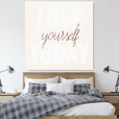 Positieve liefde vandaag uzelf - Pastel roze prijs Canvas Afdruk (Insitu (Slaapkamer))