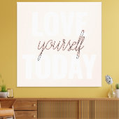 Positieve liefde vandaag uzelf - Pastel roze prijs Canvas Afdruk (Insitu (Woonkamer))
