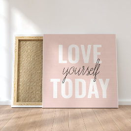 Positieve liefde vandaag uzelf - Pastel roze prijs Canvas Afdruk