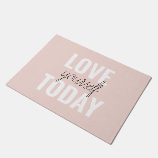 Positieve liefde vandaag uzelf - Pastel roze prijs Deurmat (Schuin)