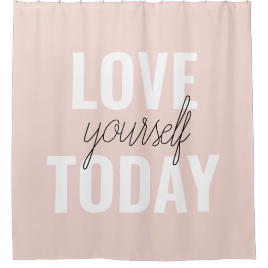 Positieve liefde vandaag uzelf - Pastel roze prijs Douchegordijn (Voorkant)