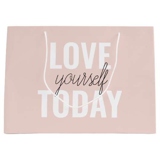 Positieve liefde vandaag uzelf - Pastel roze prijs Groot Cadeauzakje (Voorkant)