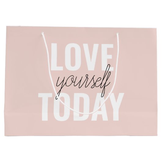 Positieve liefde vandaag uzelf - Pastel roze prijs Groot Cadeauzakje (Achterkant)