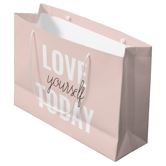 Positieve liefde vandaag uzelf - Pastel roze prijs Groot Cadeauzakje (Voorkant Gekanteld)