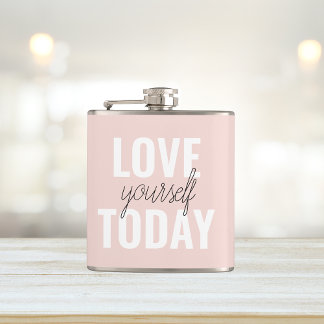 Positieve liefde vandaag uzelf - Pastel roze prijs Heupfles