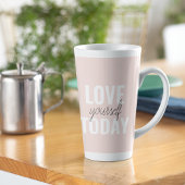 Positieve liefde vandaag uzelf - Pastel roze prijs Latte Mok