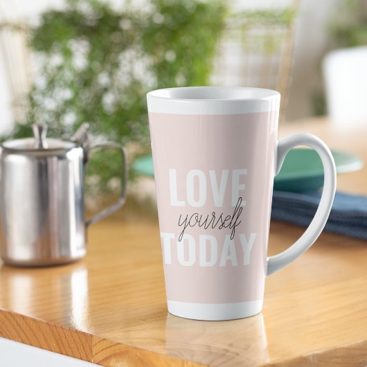 Positieve liefde vandaag uzelf - Pastel roze prijs Latte Mok