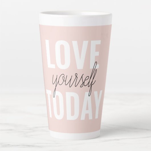 Positieve liefde vandaag uzelf - Pastel roze prijs Latte Mok (Voorkant)
