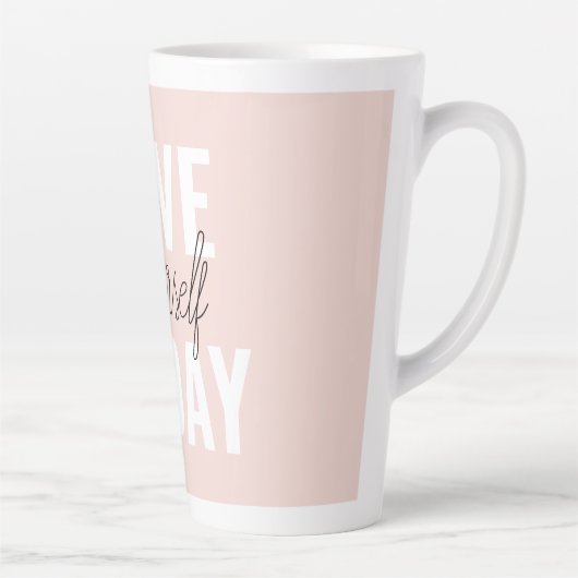 Positieve liefde vandaag uzelf - Pastel roze prijs Latte Mok (Rechts)