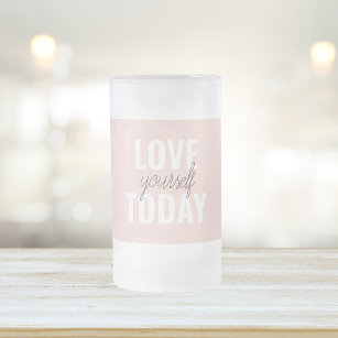 Positieve liefde vandaag uzelf - Pastel roze prijs Matglas Bierpul