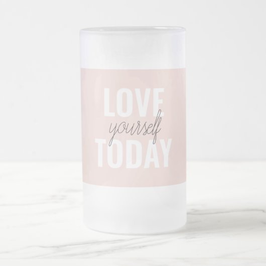 Positieve liefde vandaag uzelf - Pastel roze prijs Matglas Bierpul (Center)