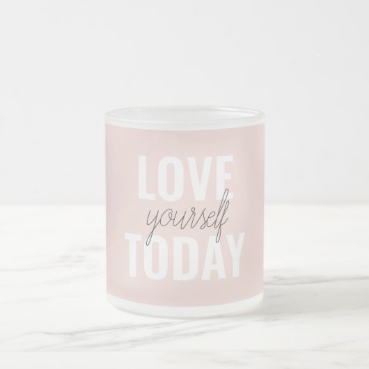 Positieve liefde vandaag uzelf - Pastel roze prijs Matglas Koffiemok (Center)