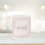 Positieve liefde vandaag uzelf - Pastel roze prijs Matglas Koffiemok<br><div class="desc">Positieve liefde vandaag uzelf - Pastel roze prijsopgave</div>