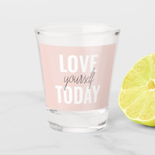 Positieve liefde vandaag uzelf - Pastel roze prijs Shot Glas (Voorkant)