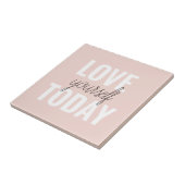 Positieve liefde vandaag uzelf - Pastel roze prijs Tegeltje (Zijkant)