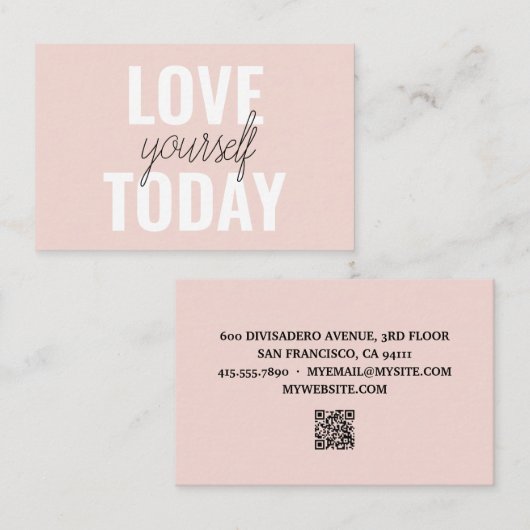 Positieve liefde vandaag uzelf - Pastel roze prijs Visitekaartje (Voorkant / Achterkant)