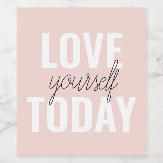 Positieve liefde vandaag uzelf - Pastel roze prijs Wijn Etiket (Enkel label)