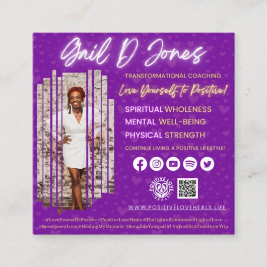 Positieve liefdesbezittingen vierkante visitekaartje (Voorkant)