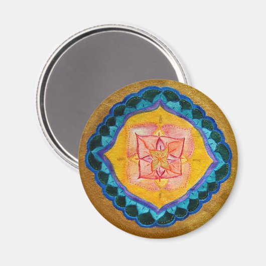 Positieve Mandala standaard, 5,7 cm ronde magneet (Voorkant / Achterkant)