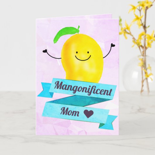 Positieve Mango Pun - Mangonificent Mom Kaart (Gele Bloem)