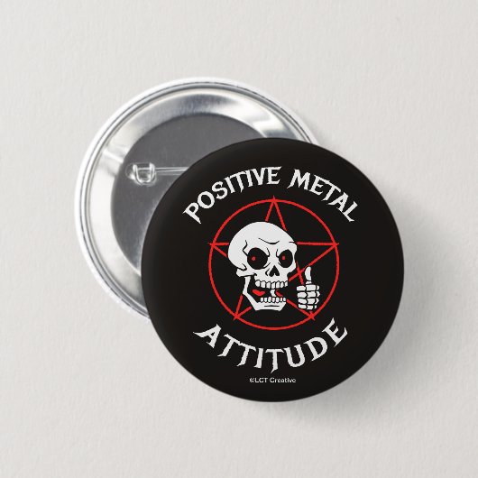 Positieve metaalhouding ronde button 5,7 cm (Voorkant /achterkant)