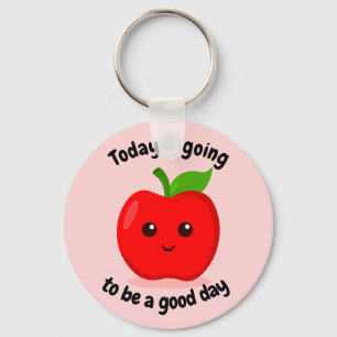 Positieve Motivatie Kawaii Apple Sleutelhanger
