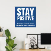 Positieve Motivatie offertes blauw Poster (Thuiskantoor)