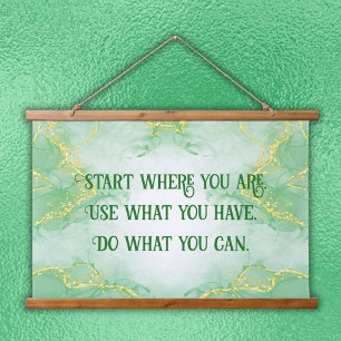 Positieve Motivatie Start Waar je bent   Hangend Wandkleed