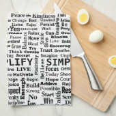 Positieve One Word Cloud op wit Theedoek (Quarter Fold)