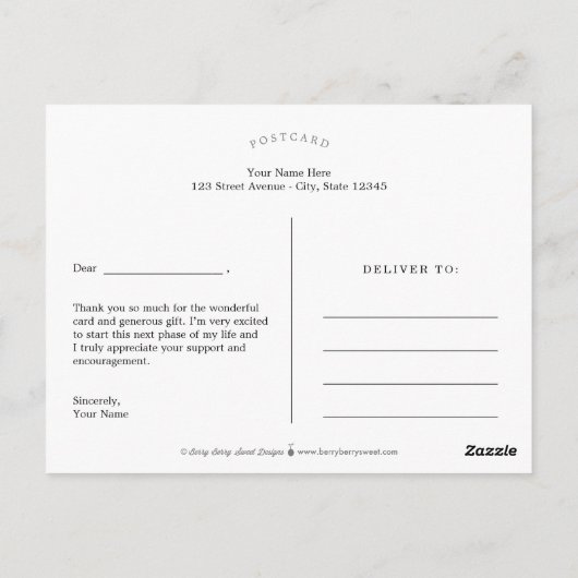 Positieve Outlook Afstuderen Foto bedankt Briefkaart (Achterkant)